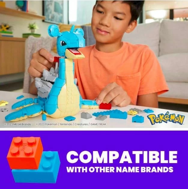 Set ndërtimi Mega Bloks Pokémon Lapras HKT26, 527 pjesë, plastikë, blu