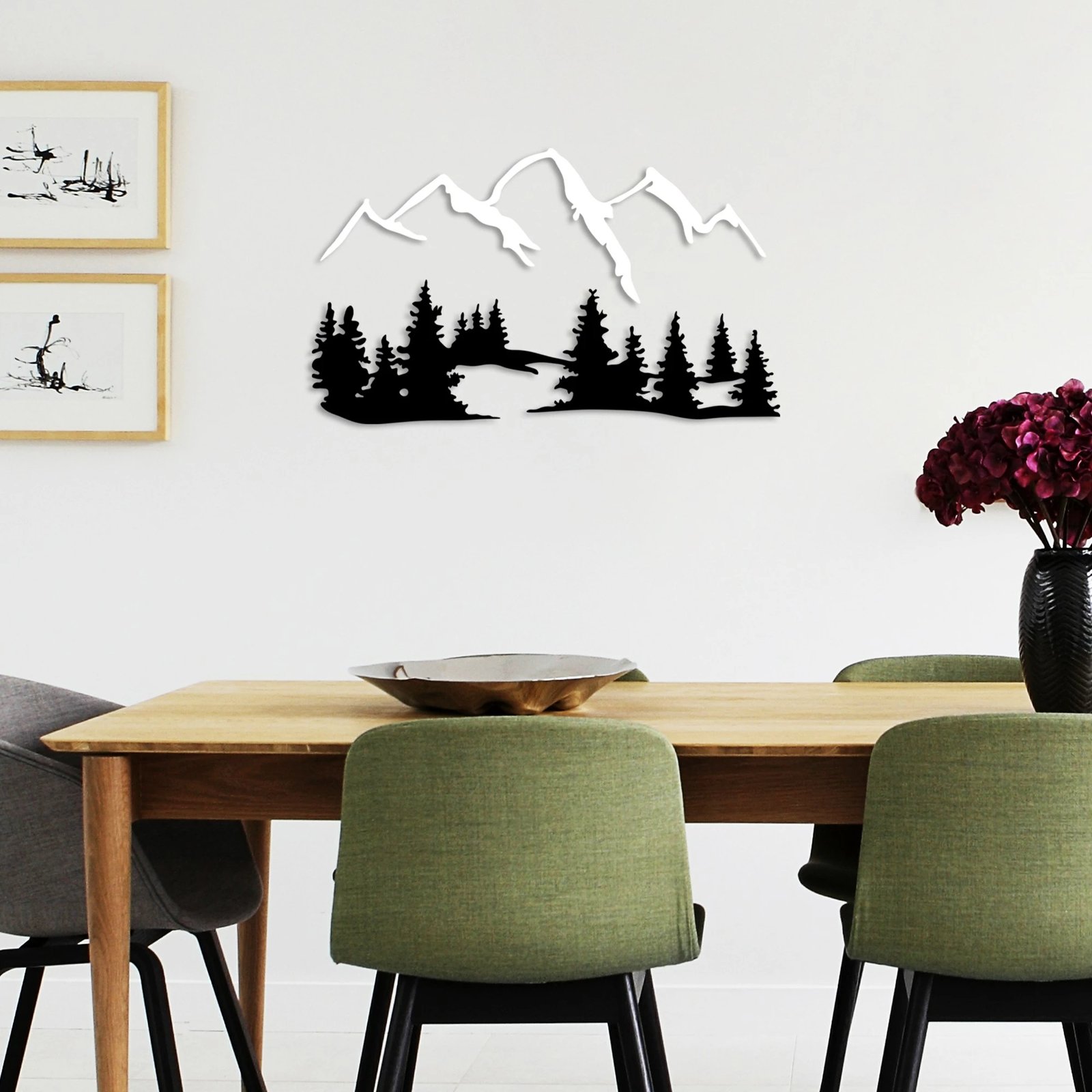 Aksesor dekorativ metalik për mur, dizajn natyrë dhe male, Wallity - 2