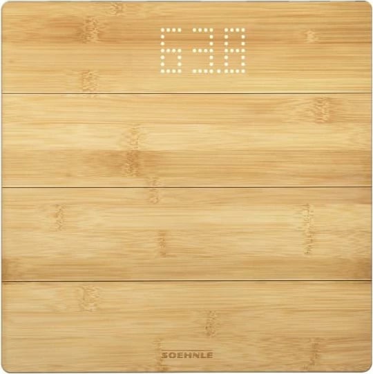 Peshore personale digjitale, Soehnle, Style Sense Bamboo Magic 63880, kapacitet 180 kg, ekran LED i fshehur, bambus, kafe