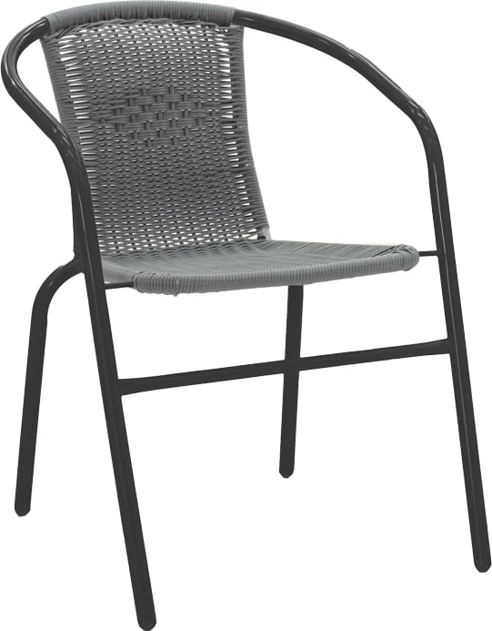 Tavolinë me karrige për terasë Vergo-Obbi, metal i zi, Φ60x70cm