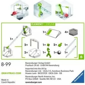 Lodër Ravensburger GraviTrax Element Zipline, shumëngjyrëshe