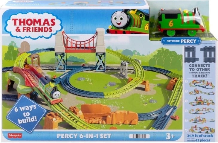 Set hekurudhor lodër Fisher Price Thomas & Friends Percy 6-in-1, shumëngjyrësh