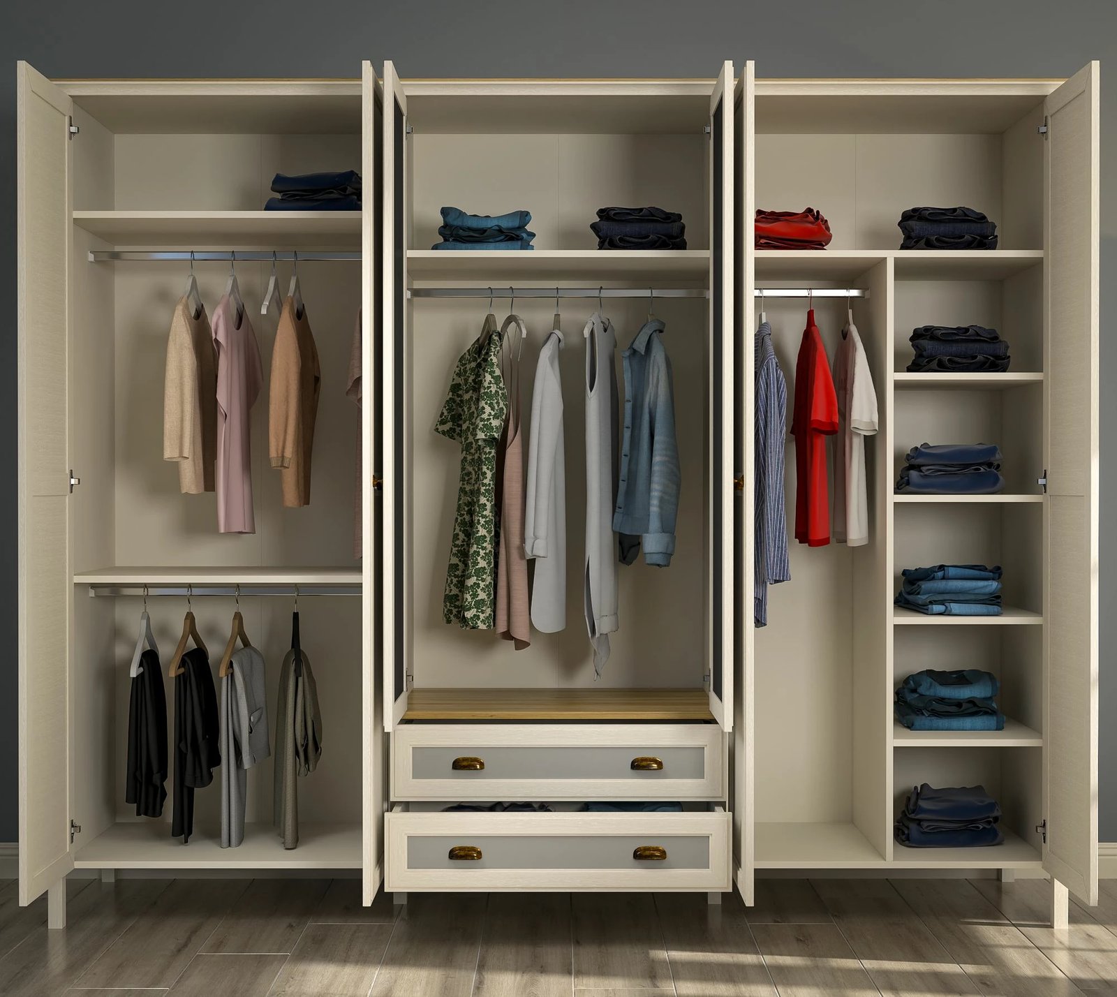 Dollap rrobash Skye Decor, krem, lis, gri, FRN-21007