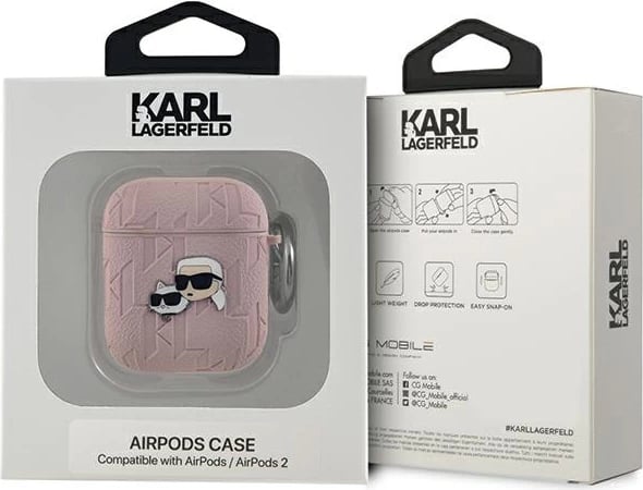 Mbështjellës Karl Lagerfeld Karl & Choupette Head për AirPods 1/2, Rozë