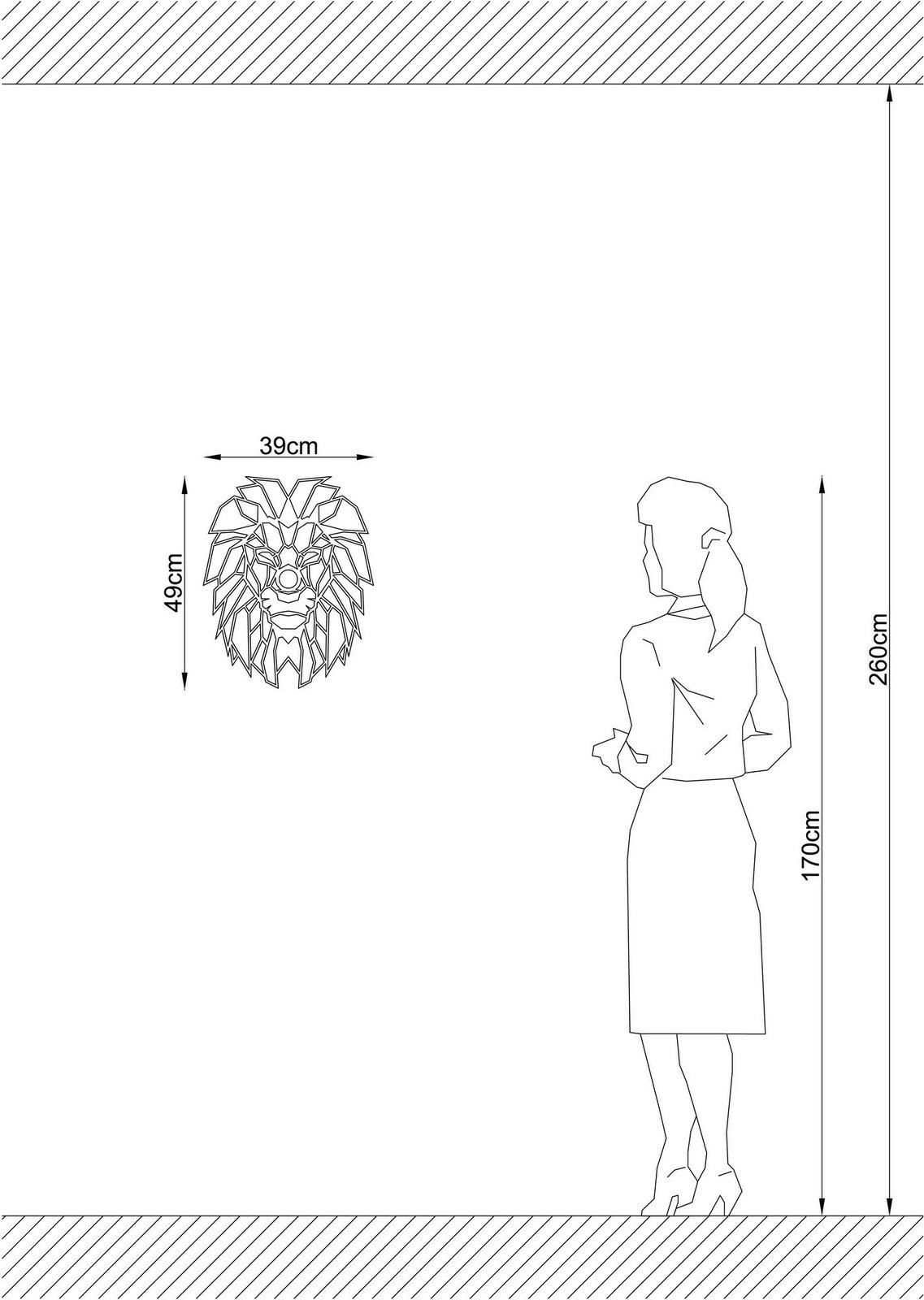 Llambë muri Opviq, dizajn luani, ngjyrë e zezë, 39x12x49cm Llambë muri Opviq, dizajn luani, ngjyrë e zezë, 39x12x49cm