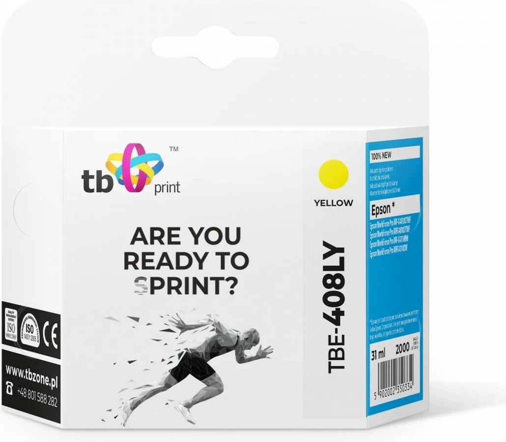 Kartush boje, TB Print, TBE-408LY zëvendësues për Epson T09K4 C13T09K44010, 31 ml, 2000 faqe, me çip, e verdhë