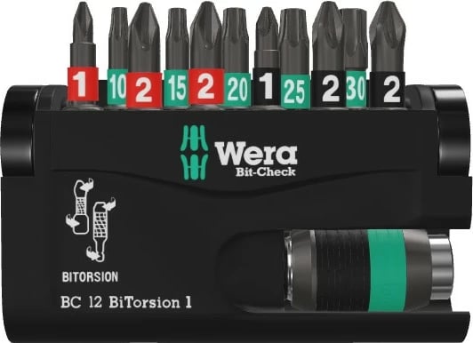 Set bitash Wera Bit-Check 12 BiTorsion 1 SB, 11 copë, 25 mm