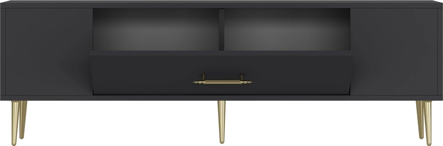 Komodë për TV, ngjyrë antracit dhe ari, Skye Decor