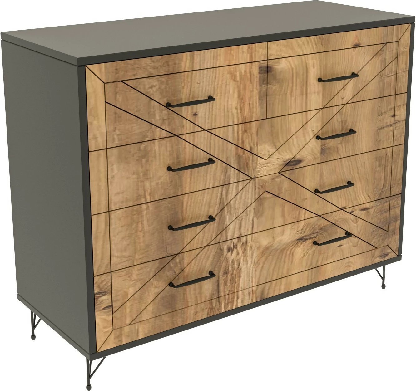 Komodë Hanah Home Comfort, anthracite dhe lis