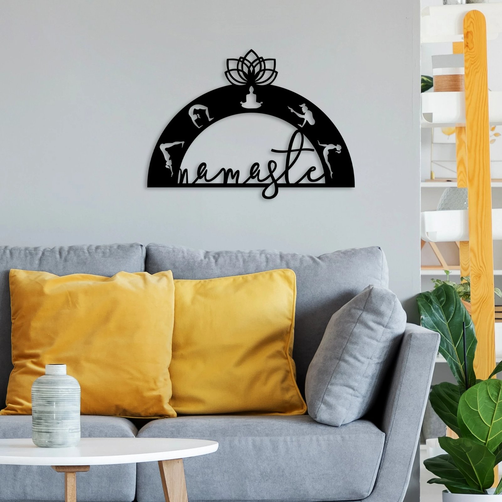 Aksesor dekorativ metalik për mur, Namaste, Wallity, ngjyrë e zezë