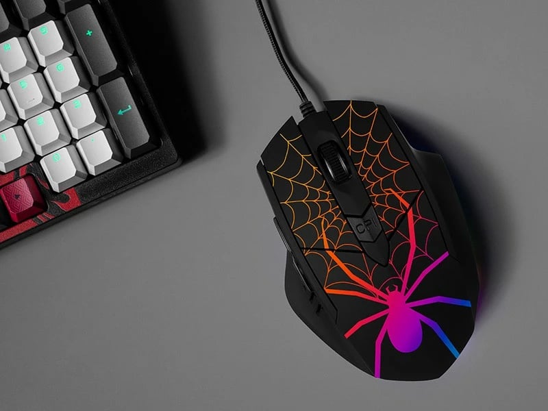 Maus gaming Tracer Black Widow, optik me kabllo USB 1.3 m, 800-1600 DPI, 6 butona, RGB, i zi