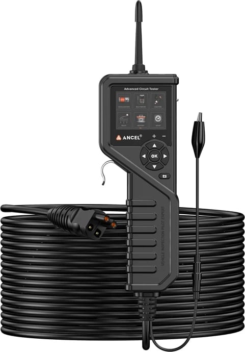 Tester qarku Ancel PB600, ekran 2.4", për automjete, i zi