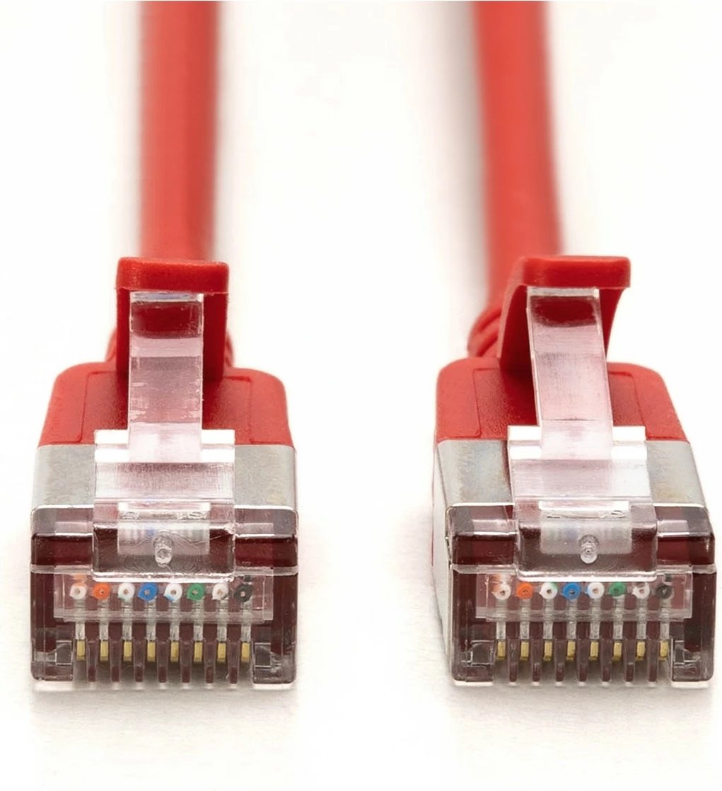 Kabëll rrjeti Digitus CAT 6A F-FTP Slim, 0.5m, RJ-45, i kuq
