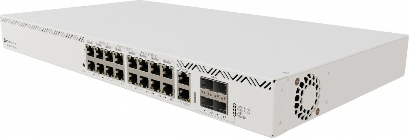 Switch MikroTik CRS320-8P-8B-4S+RM, i menaxhuar, rackmount, 17 porta Gigabit, 16 PoE+, 4 SFP+, i bardhë