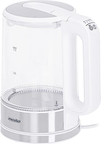 Çajnik elektrik qelqi, Mesko, MS1301, 1.7 L, kontroll temperature, LED, i bardhë