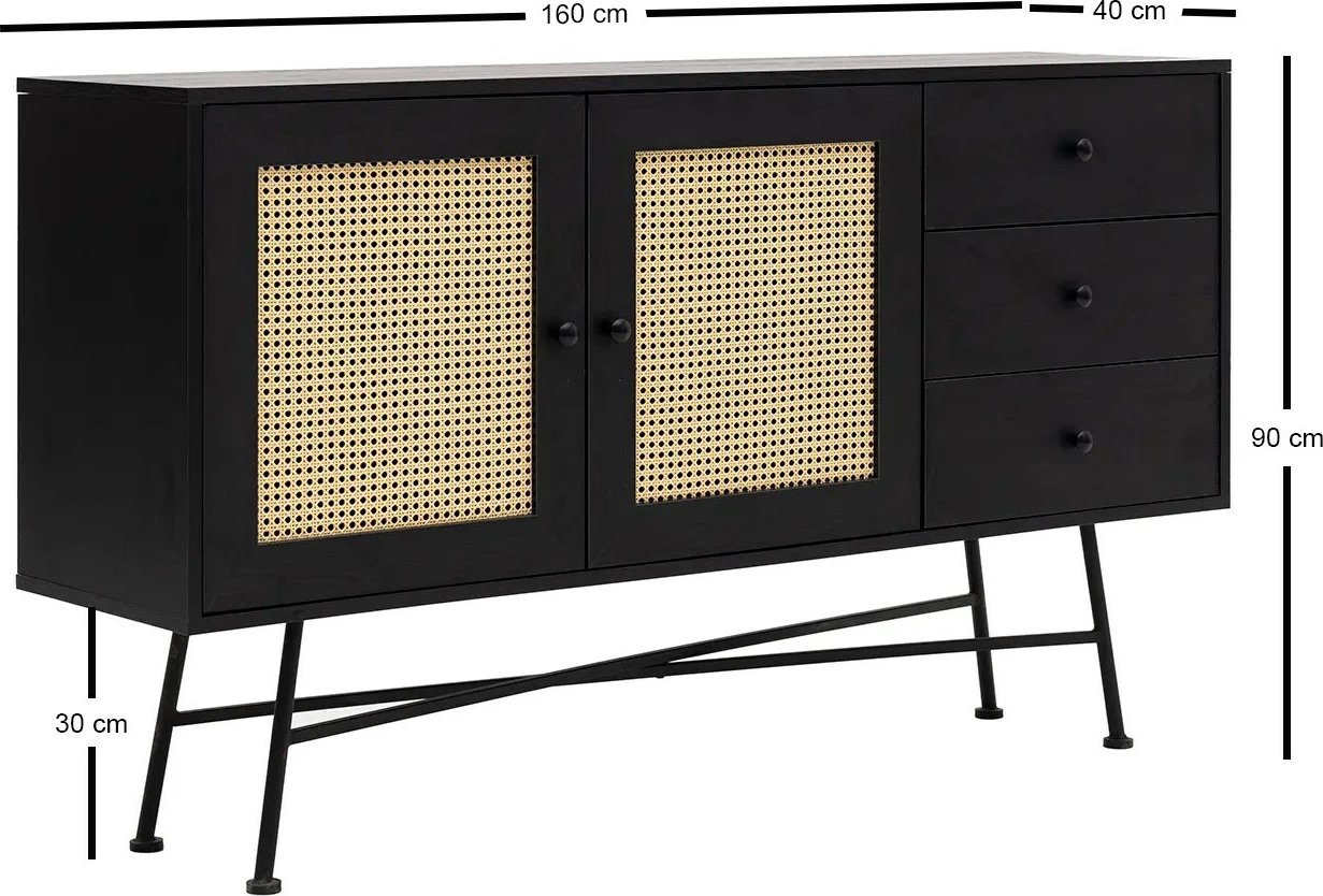 Konsolë Hanah Home, Nala 160, e zezë