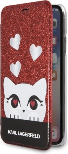 Mbështjellës Karl Lagerfeld Valentine për iPhone X/XS, e kuqe