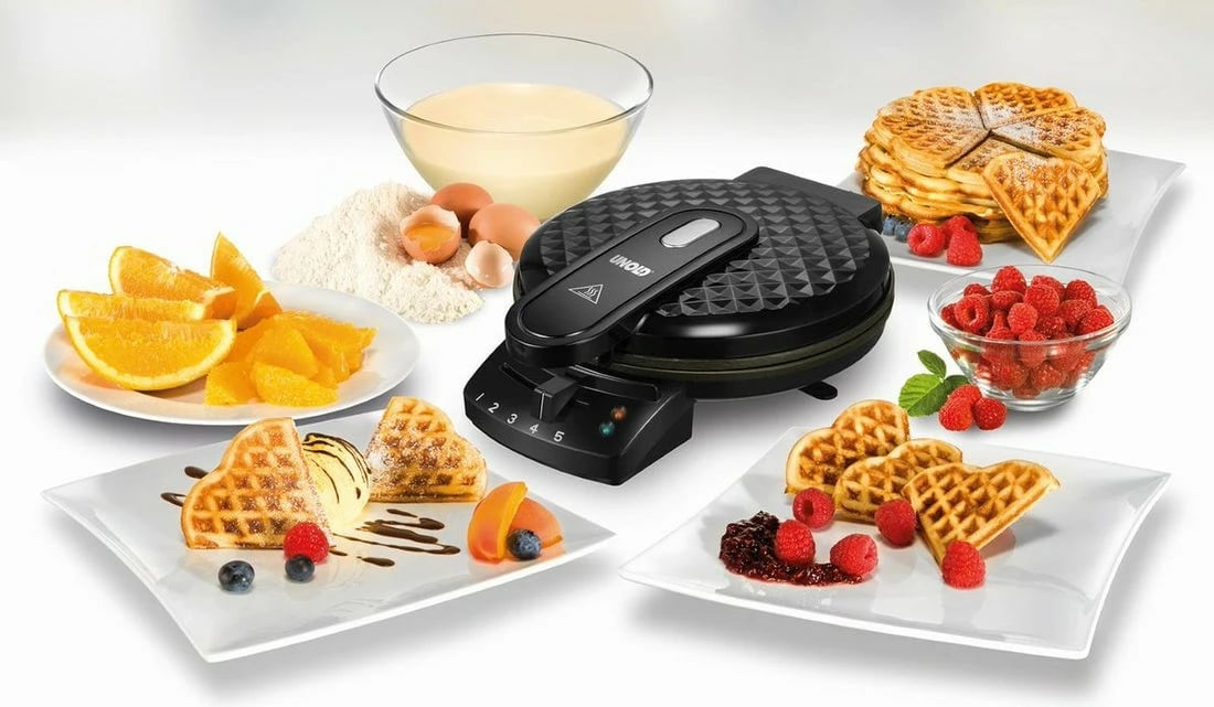 Aparat waffle UNOLD 48235 Diamant, 20 cm, termostat i rregullueshëm, i zi