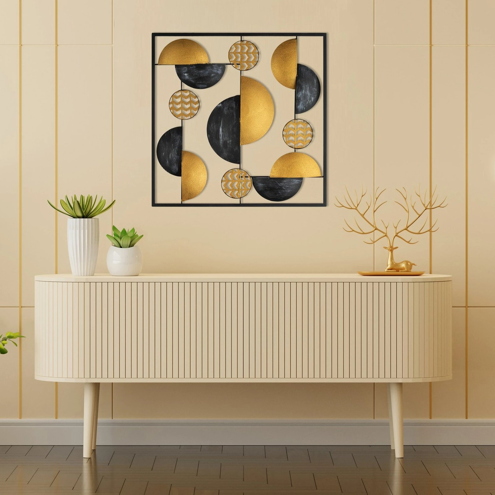 Aksesor dekorativ metalik Wallity Aurora, shumëngjyrësh, 55x5x55cm