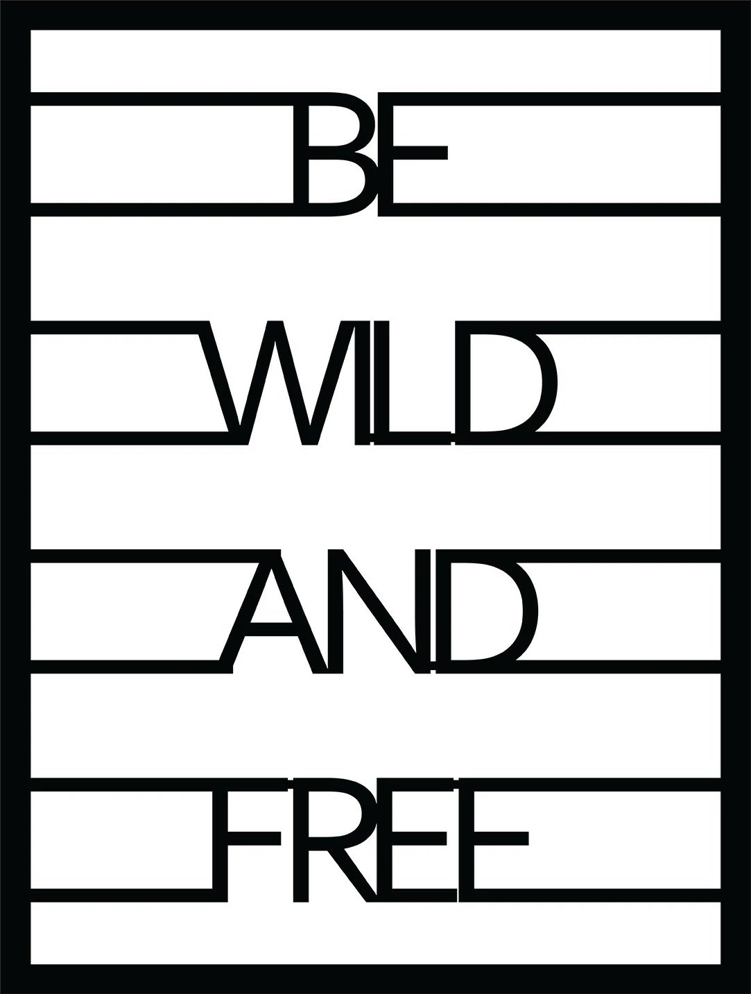 Aksesor dekorativ metalik për mur, Wallity, Be Wild And Free, ngjyrë e zezë, 40x52cm