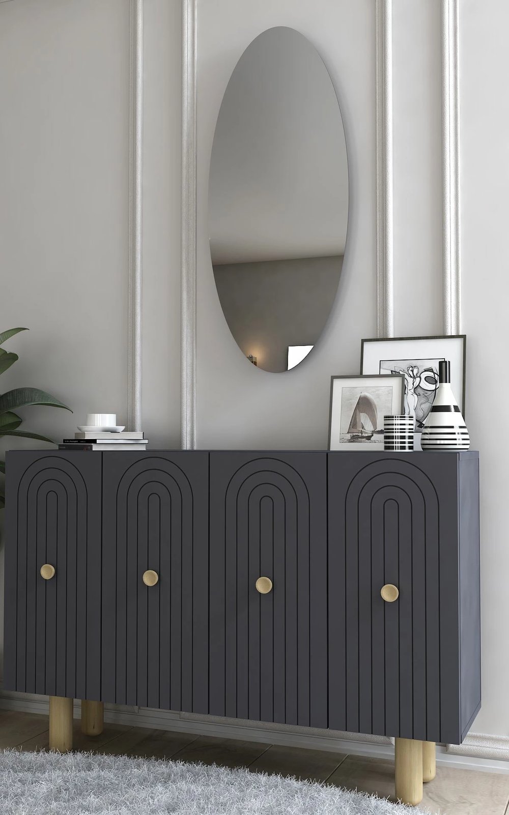 Konsolë moderne, ngjyrë antracit, Skye Decor, KM120