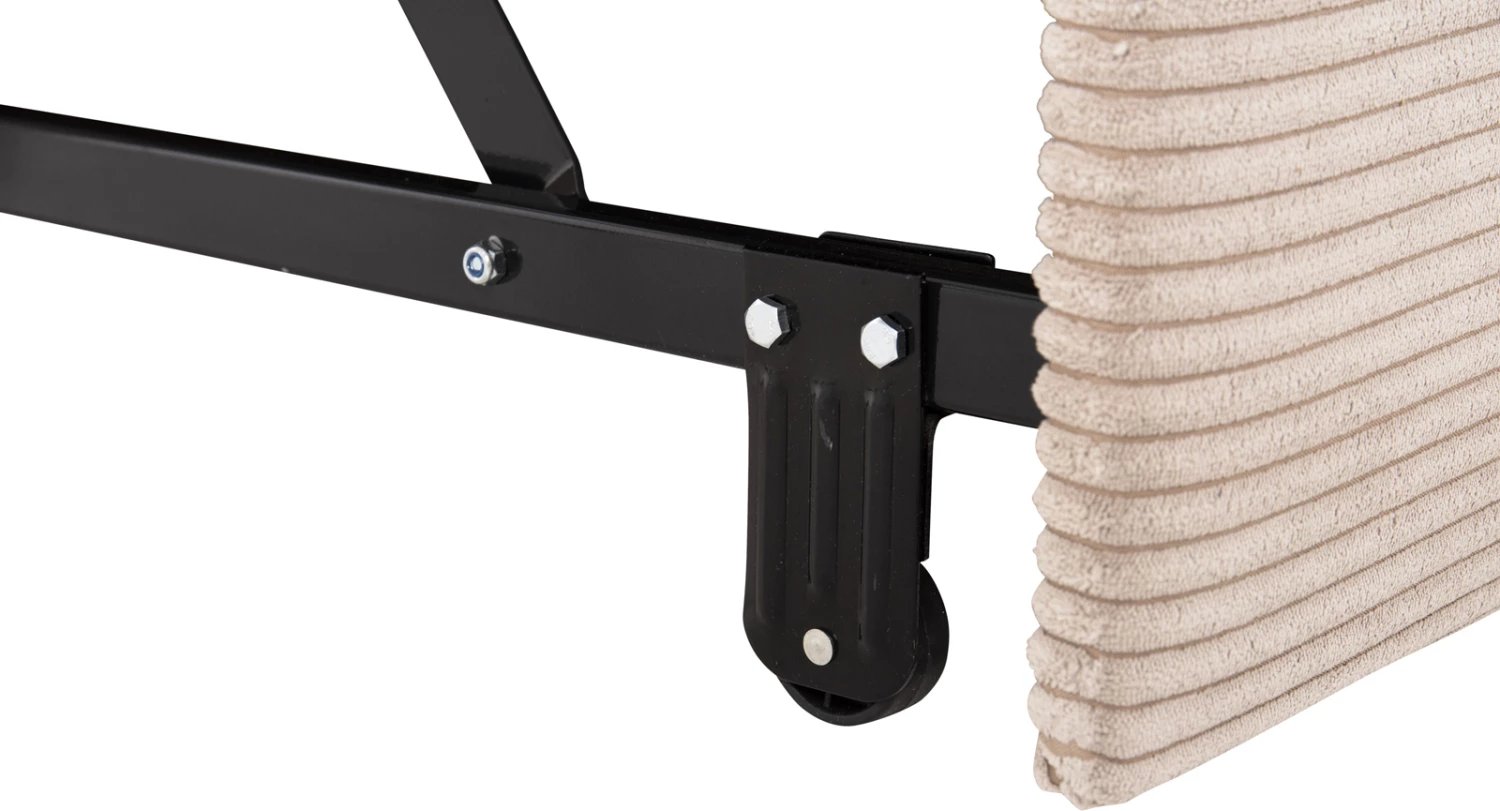 Divan qoshe me shtrat dhe hapësirë ruajtjeje ALDO FH3276.01R, pëlhurë bezhë, 256x91-159x87H cm