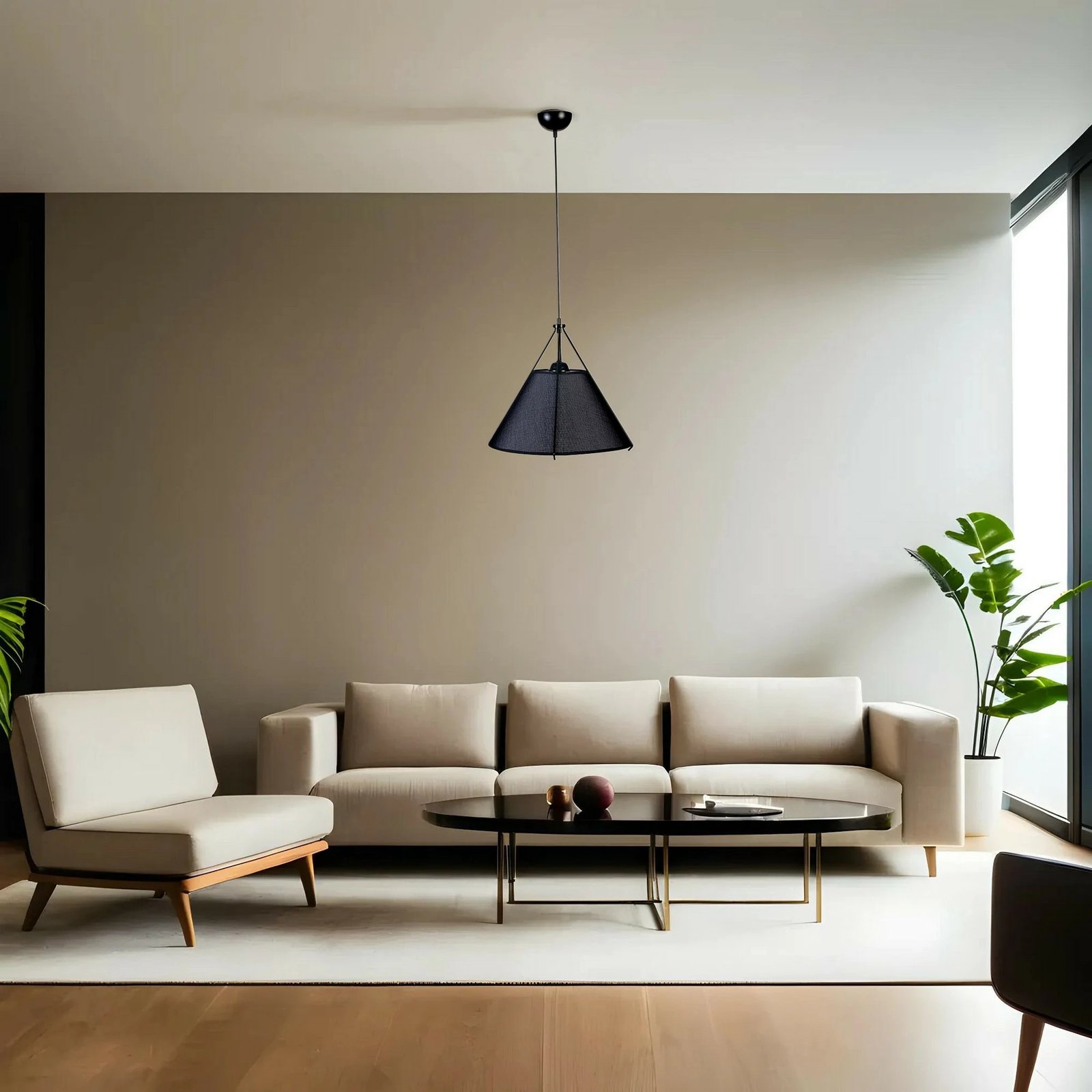 Llambë tavani Opviq, trup metalik, kapak prej tekstili, e zezë, 40x70cm