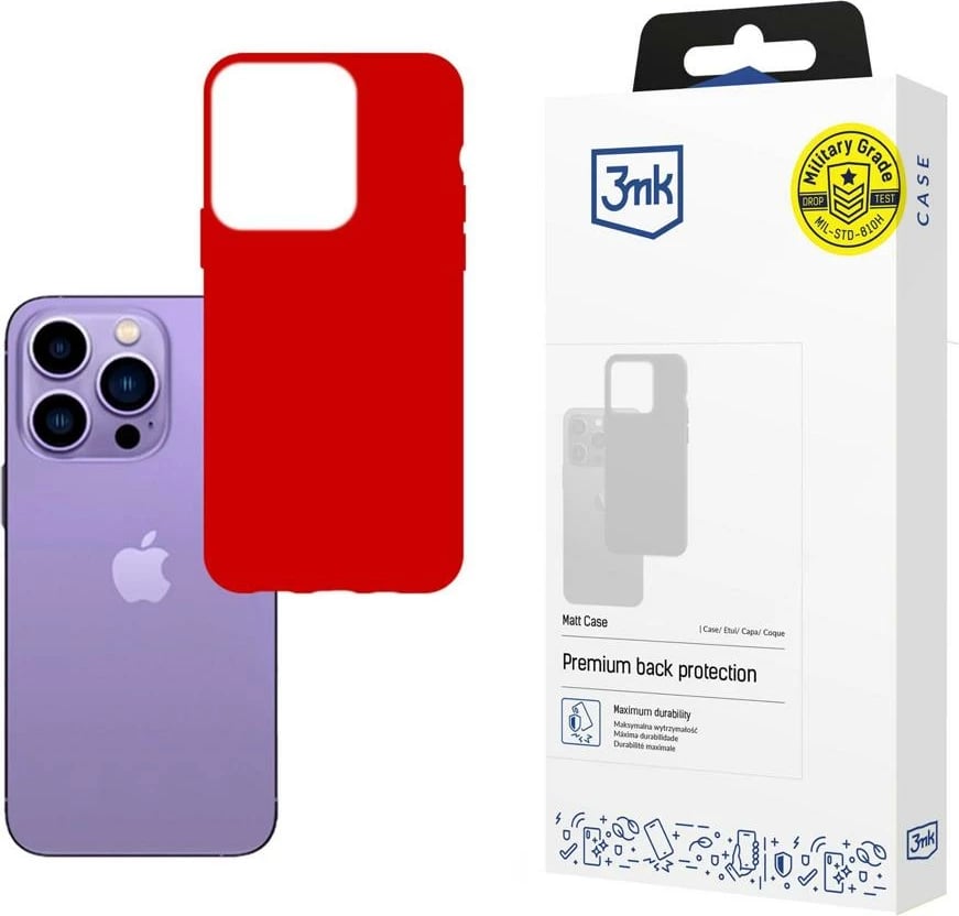 Mbështjellës për iPhone 14 Pro Max 3mk Matt Case, TPU, Kuq Mbështjellës për iPhone 14 Pro Max 3mk Matt Case, TPU, Kuq