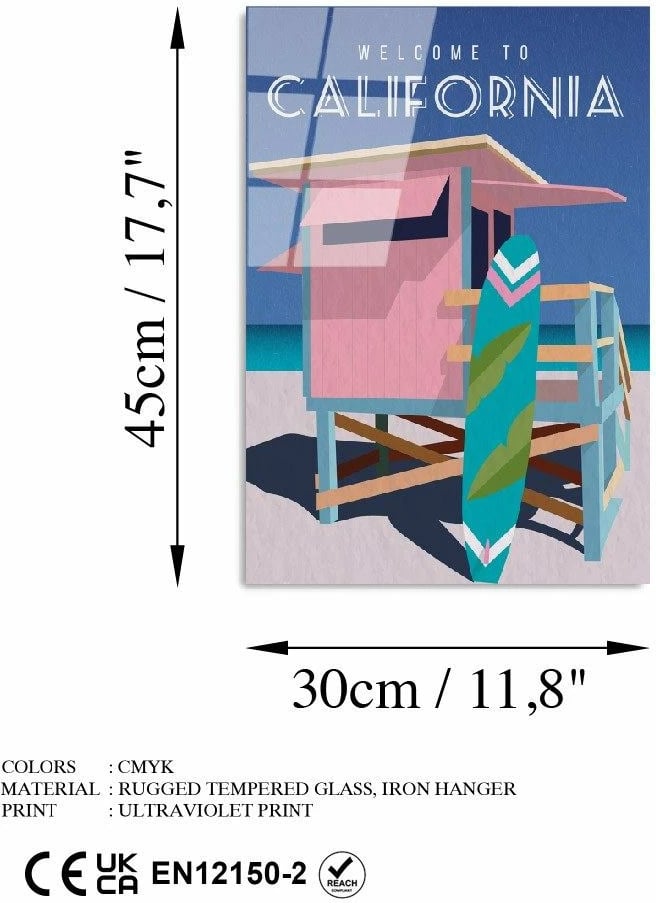 Pikturë dekorative prej xhami të temperuar, shumëngjyrëshe, UV-1013, 30x45cm