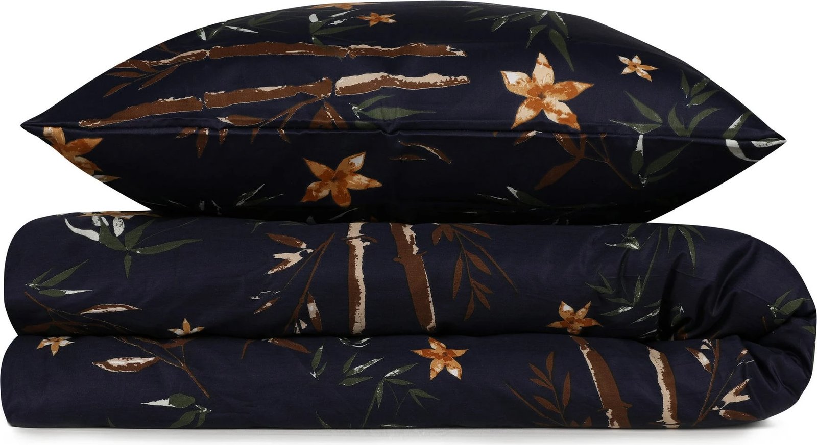 Set mbulesë për jorgan king size, saten, lule, ngjyrë kaltër e errët, kafe, e verdhë Set mbulesë për jorgan king size, saten, lule, ngjyrë kaltër e errët, kafe, e verdhë