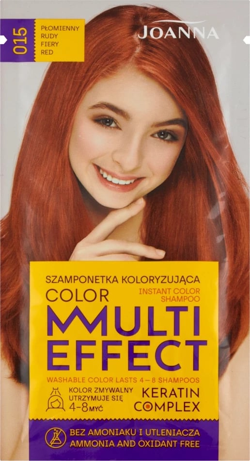 Shampon për ngjyrosje për femra Joanna Multi Effect Color 015 Fiery Red, 35g