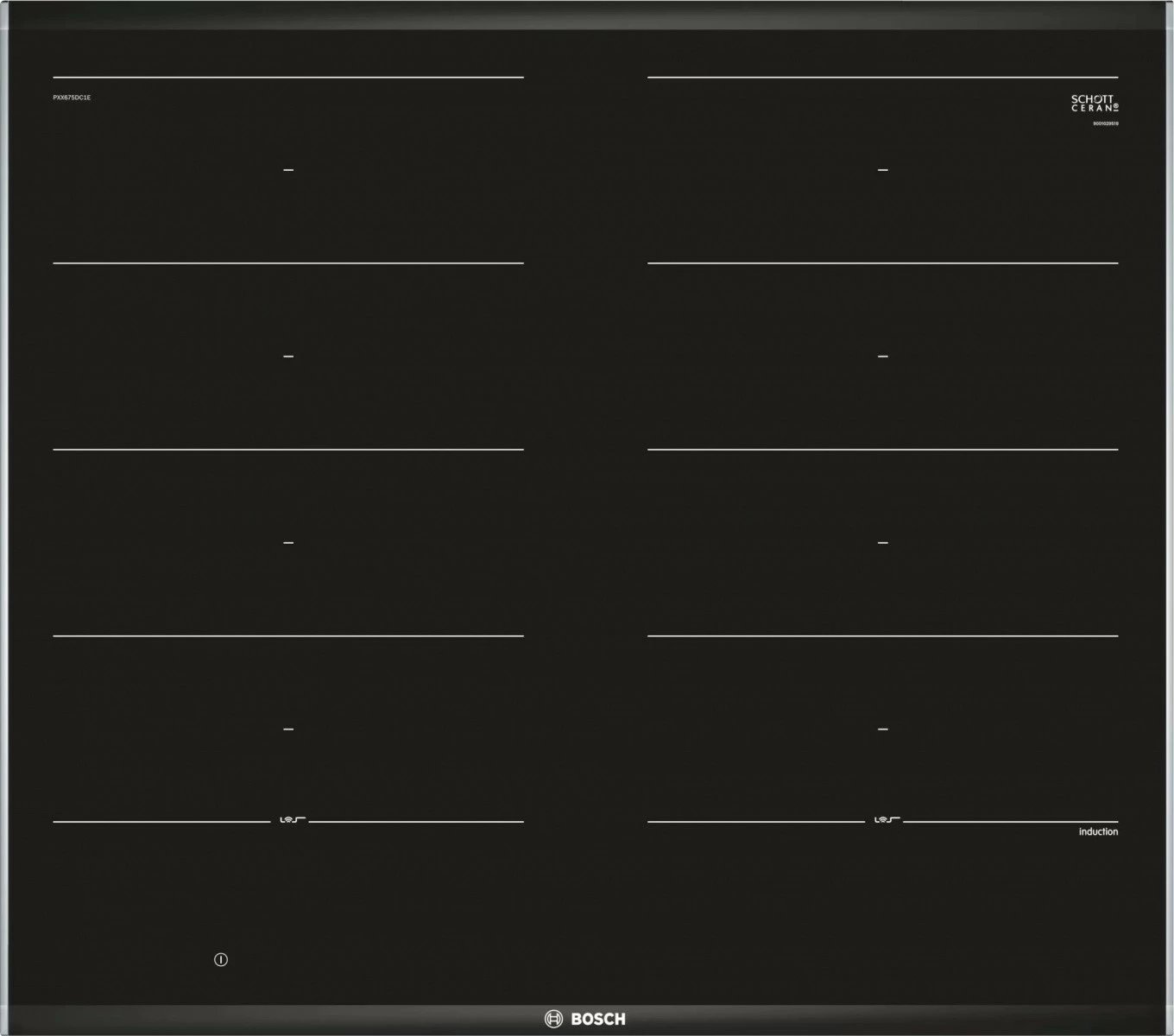 Pllakë gatimi induksion, Bosch PXX675DC1E, 4 zona FlexInduction, 60 cm, Touch Control, PerfectFry, PowerBoost, e zezë