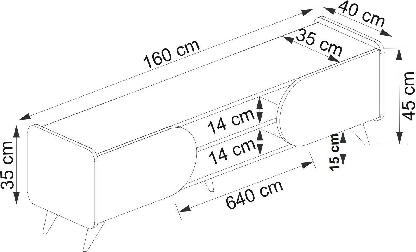 Komodë TV Hanah Home, Mindy Tv 160, ngjyrë safir dhe e bardhë