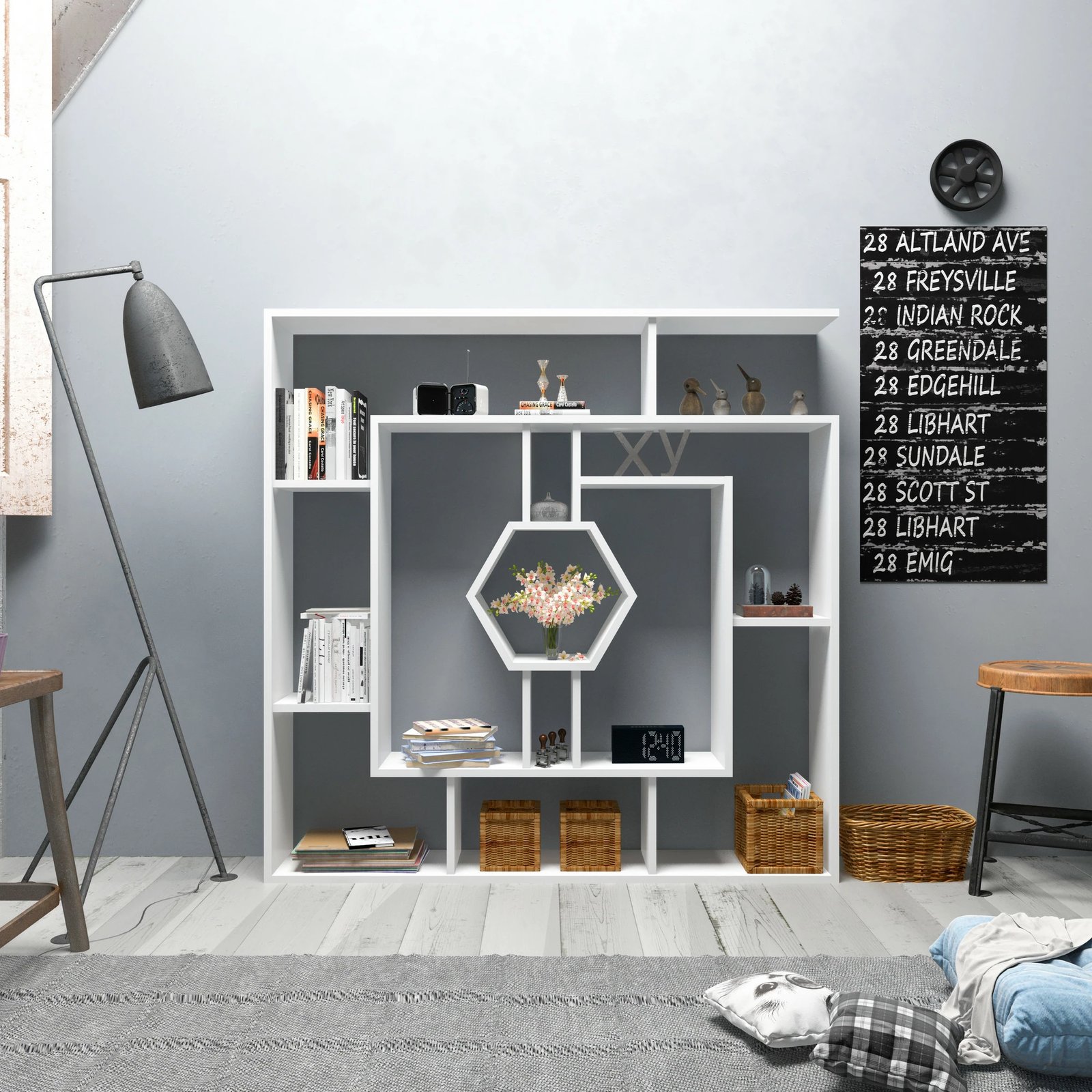 Raft librash Hanah Home, Labrina, ngjyrë e bardhë