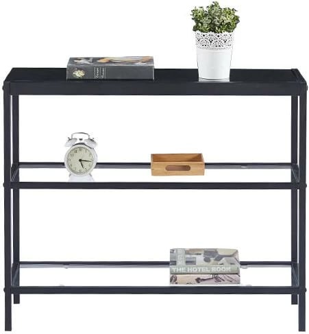 Konsolë metali Nextdeco me sipërfaqe xhami, H76x91.5x25.5cm