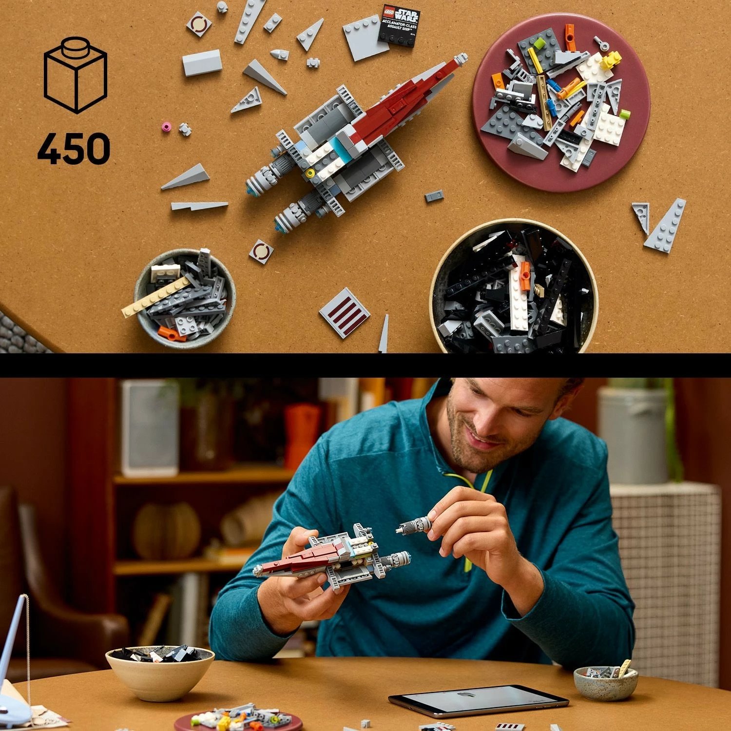 Set ndërtimi LEGO Star Wars 75404 Acclamator-Class Assault Ship, 450 pjesë, multikolor