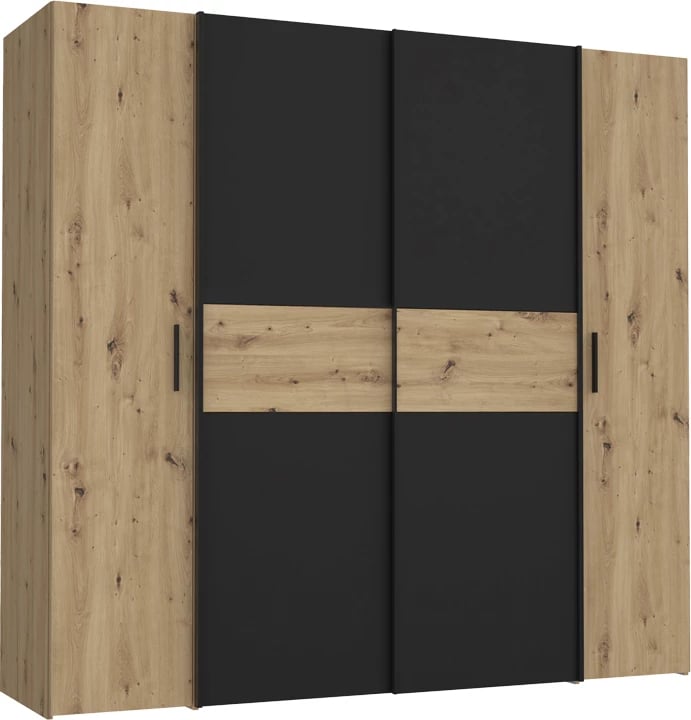 Dollap Bekerk, melaminë, ngjyrë e zezë-lisi, 200x61.5x190.5cm