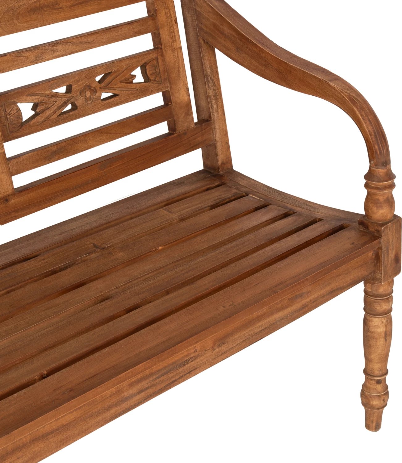 Stol për jashtë FH7903, dru mahagoni, natyral, me mbështetëse dhe krahë, 148x54x90H cm