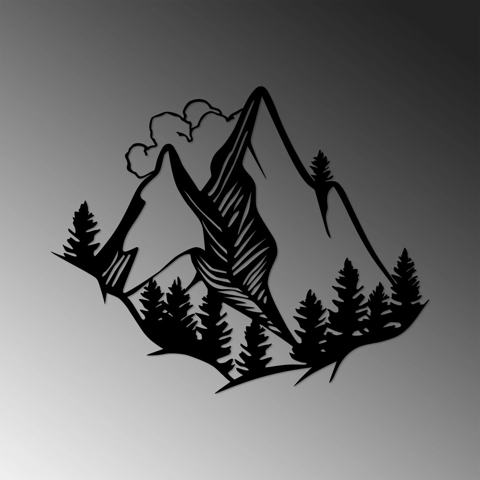 Aksesor dekorativ metalik për mur, pamje mali, Wallity, 57x70cm