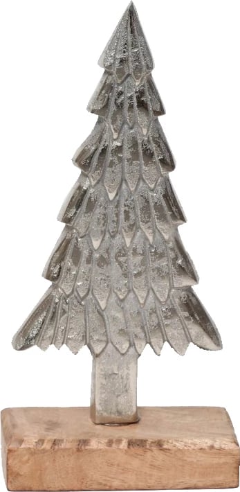 Dekorim Krishtlindjesh pemë, alumin, dru mango, argjend, natyrale, 10x5x18cm Dekorim Krishtlindjesh pemë, alumin, dru mango, argjend, natyrale, 10x5x18cm