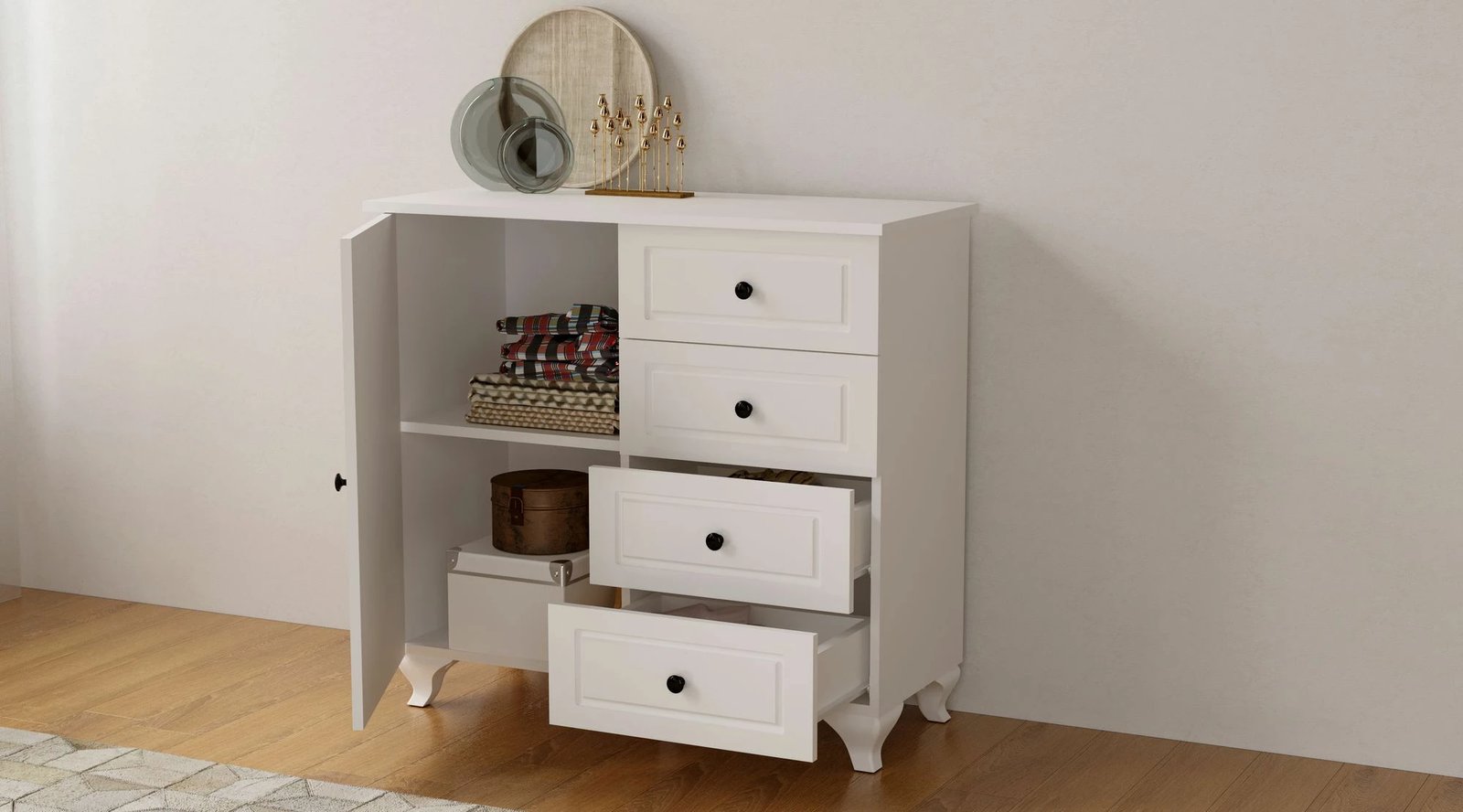 Komodë Skye Decor, ngjyrë e bardhë mat, Rb-044-01