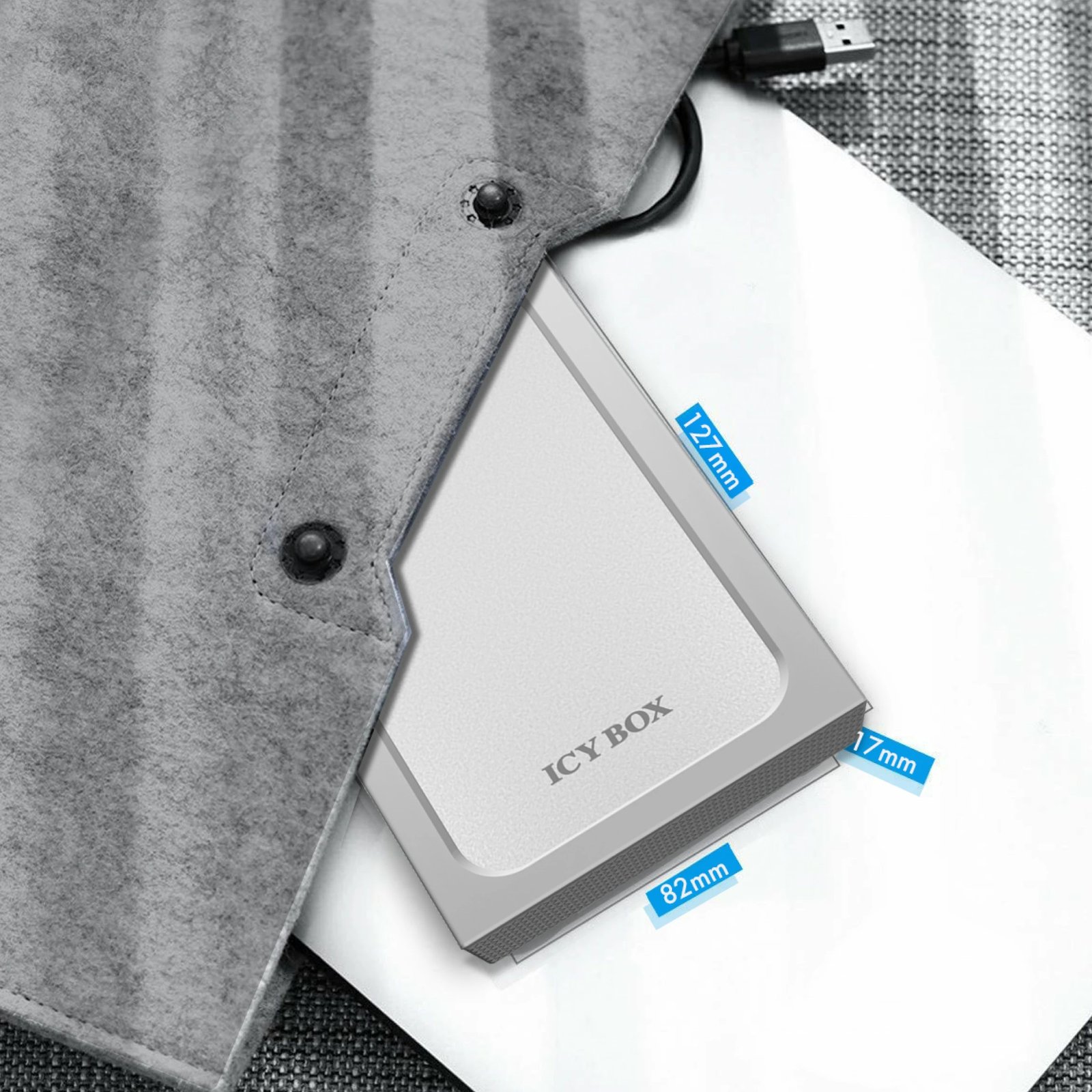 Kuti e jashtme HDD/SSD ICY BOX IB-241WP, 2.5", USB 3.2, alumini, anthracite/silver