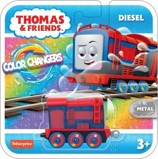 Lokomotivë metalike Thomas & Friends Color Changers Diesel, Fisher Price, HMC30/HTN51, Blu e Kuqe