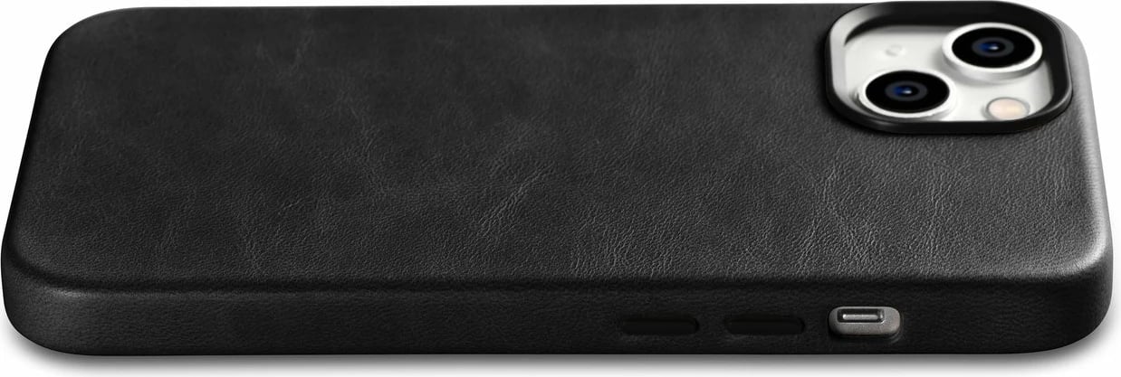 Mbështjellës lëkure iCarer Oil Wax Premium për iPhone 14, me MagSafe, i zi