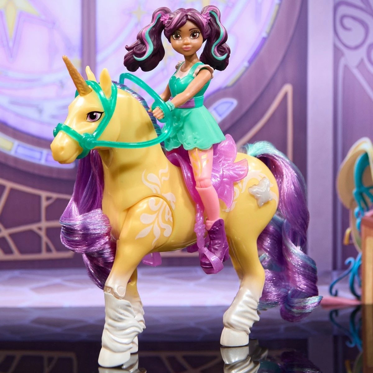Set figurina Unicorn Academy Spin Master Ava & Plant Magic Leaf, 11 cm + 12 cm, për vajza