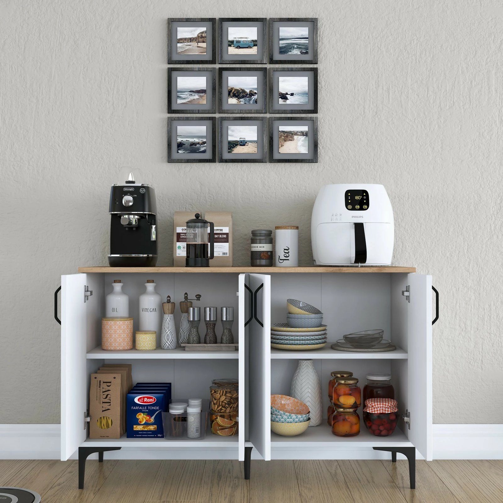 Dollap multifunksional, ngjyrë e bardhë dhe arre, Hanah Home JE162 - 3268