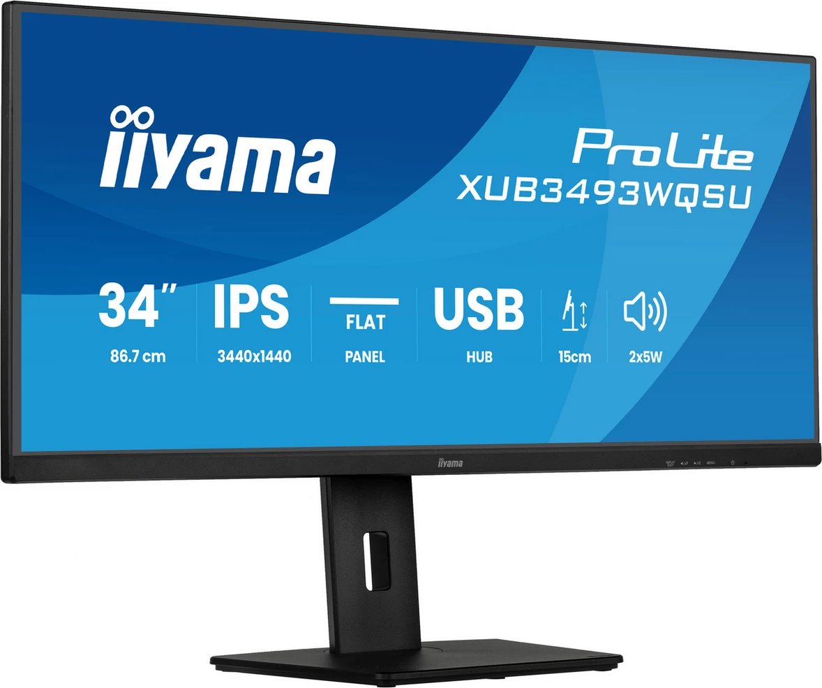 Monitor, IIYAMA, XUB3493WQSU-B6, 34" UWQHD 3440x1440, IPS, USB hub, altoparlantë 2x5W, Black