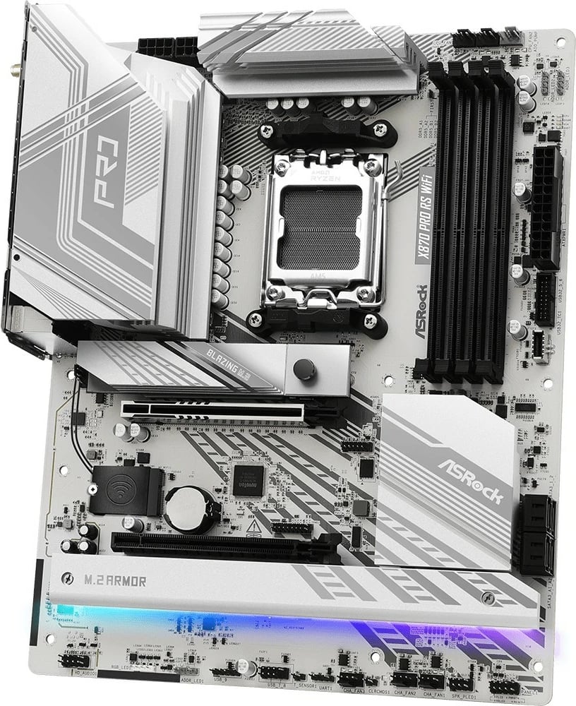 Pllakë amë ASRock X870 Pro RS WiFi, Socket AM5, DDR5-SDRAM, 256 GB, E bardhë