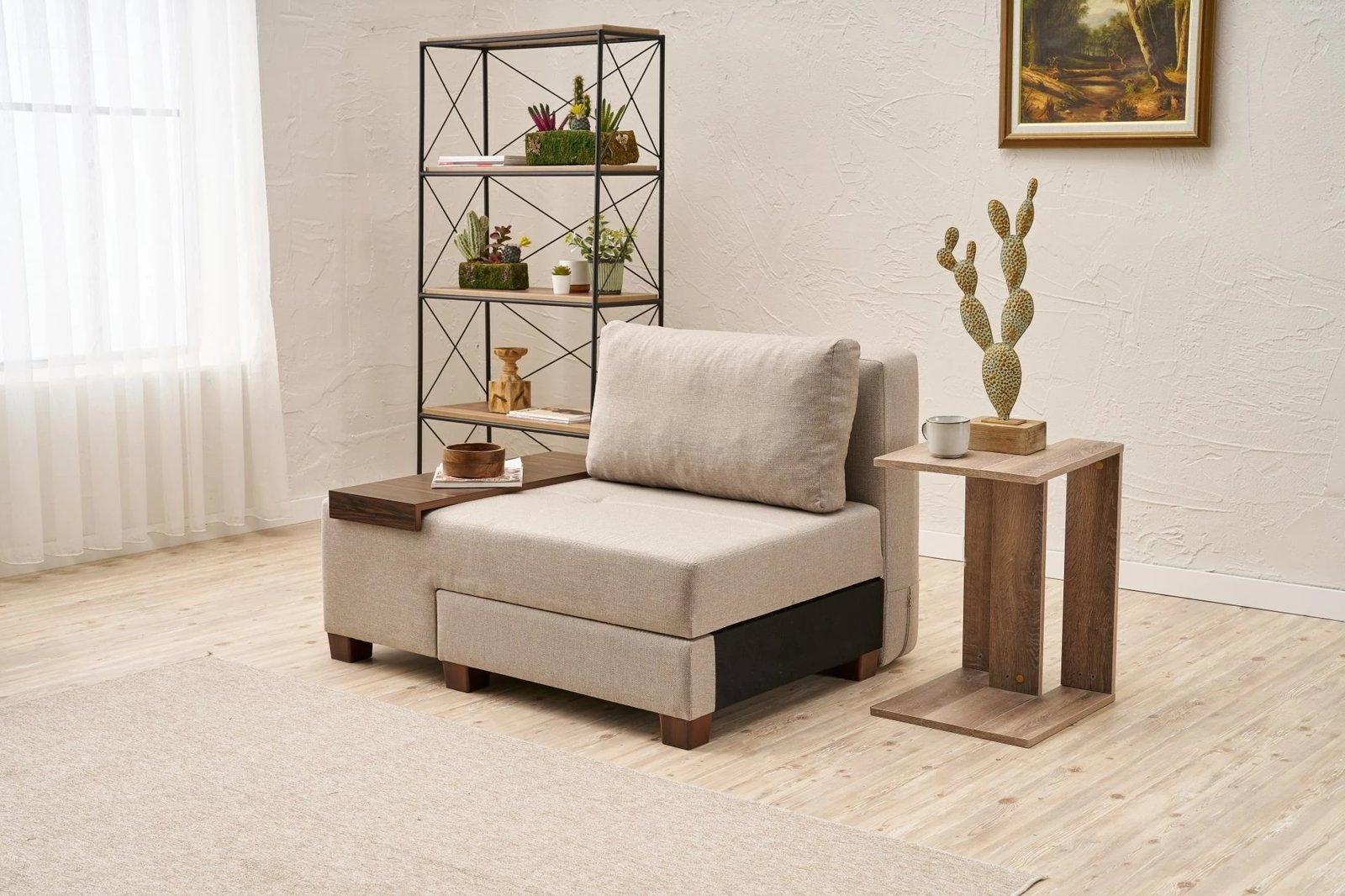 Krevat-karrige një vendës Atelier del Sofa, liri Perenna, anë e majtë, krem