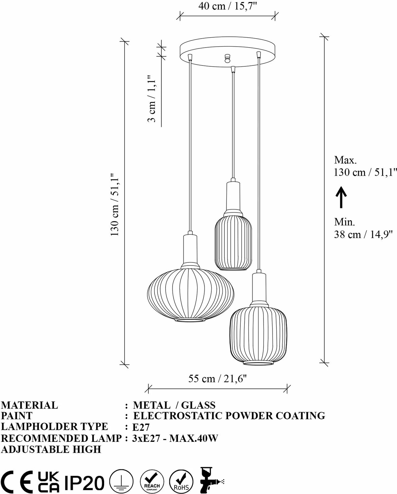 Llambë tavani Opviq, Asker - 15201, ngjyrë ari